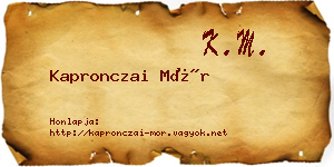 Kapronczai Mór névjegykártya